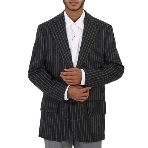 Pinstriped Wool Tailored Jacket in Dark grey melange 